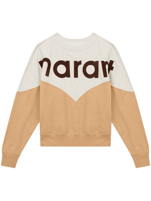 Ecru/camel brown cotton sweatshirt MARANT ETOILE | SW0006FAA1M08EECCA